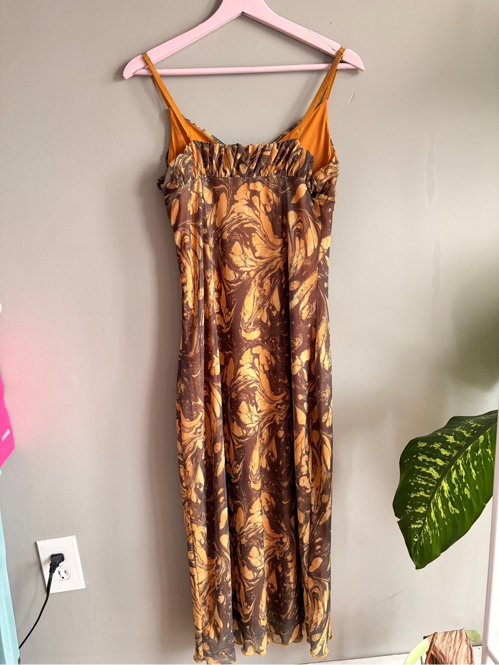 Urban Outfitters Yellow Marble-Print Slip Dress - Picture 3 of 6